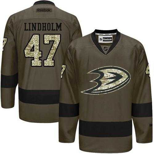 Glued Anaheim Ducks #47 Hampus Lindholm Green Salute to Service NHL Jersey